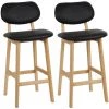 DazHom?Lot De 2 Tabourets De Bar��Tabouret De Cuisine Design En Cuir Artificiel Et Bois��Tabouret En Similicuir Et Bois Avec Dossier,Noir -banc et tabouret Soldes Boutique 23514622 1