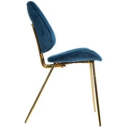 Atmosphera - Chaise De Table En Velours Bleu Et Pieds En Métal Doré - Bleu Navy 8 Atmosphera - Chaise De Table En Velours Bleu Et Pieds En Métal Doré - Bleu Navy -banc et tabouret Soldes Boutique 23629429 3