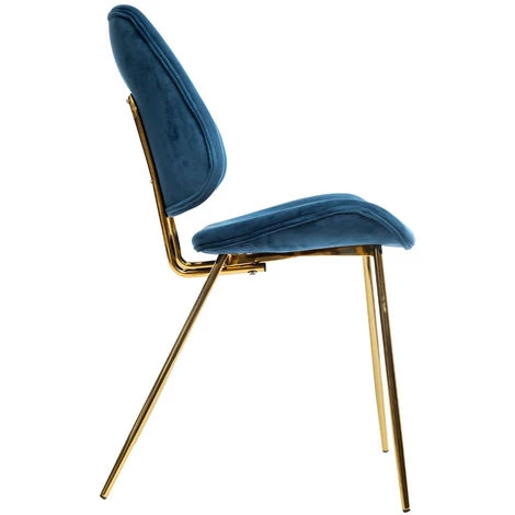 Atmosphera - Chaise De Table En Velours Bleu Et Pieds En Métal Doré - Bleu Navy 5 Atmosphera - Chaise De Table En Velours Bleu Et Pieds En Métal Doré - Bleu Navy – Image 3