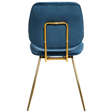 Atmosphera - Chaise De Table En Velours Bleu Et Pieds En Métal Doré - Bleu Navy 6 Atmosphera - Chaise De Table En Velours Bleu Et Pieds En Métal Doré - Bleu Navy – Image 4