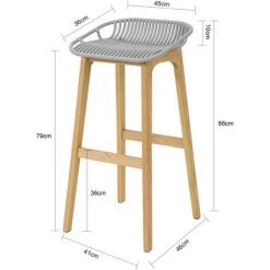 Tabouret De Bar Design Chaise De Bar Cuisine Avec Repose-Pieds Piètement,SoBuy FST77-HG -banc et tabouret Soldes Boutique 23678794 3