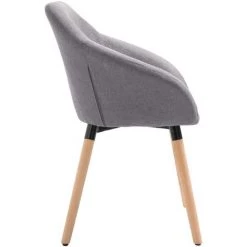 Topdeal Chaise De Salle à Manger Gris Clair Tissu -banc et tabouret Soldes Boutique 23708998 3
