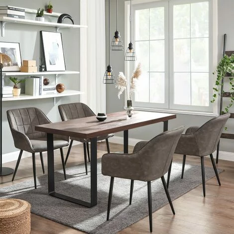 SONGMICS Chaise De Salle à Manger, Fauteuil, Siège Rembourrée, Avec Accoudoirs, Revêtement En PU Vintage, Pieds En Métal, Charge 110 Kg, Pour Salle à Manger, Salon, Chambre, Gris LDC089G01 4 SONGMICS Chaise De Salle à Manger, Fauteuil, Siège Rembourrée, Avec Accoudoirs, Revêtement En PU Vintage, Pieds En Métal, Charge 110 Kg, Pour Salle à Manger, Salon, Chambre, Gris LDC089G01 – Image 2