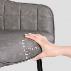 SONGMICS Chaise De Salle à Manger, Fauteuil, Siège Rembourrée, Avec Accoudoirs, Revêtement En PU Vintage, Pieds En Métal, Charge 110 Kg, Pour Salle à Manger, Salon, Chambre, Gris LDC089G01 10 SONGMICS Chaise De Salle à Manger, Fauteuil, Siège Rembourrée, Avec Accoudoirs, Revêtement En PU Vintage, Pieds En Métal, Charge 110 Kg, Pour Salle à Manger, Salon, Chambre, Gris LDC089G01 -banc et tabouret Soldes Boutique 23738172 4