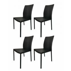 MEUBLETMOI Lot De 4 Chaises Noires En PU - LUFY - Noir