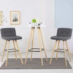 DazHom? 2 Tabouret De Bar En Bois De H��tre Gris -banc et tabouret Soldes Boutique 23840472 5