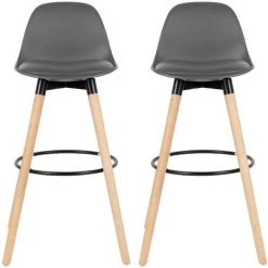 DazHom? 2 Tabouret De Bar Avec Plateau En PP Gris H��tre