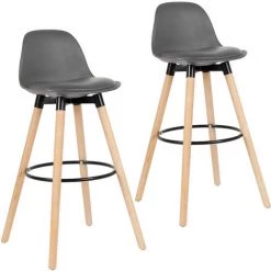 DazHom? 2 Tabouret De Bar Avec Plateau En PP Gris H��tre -banc et tabouret Soldes Boutique 23840596 3