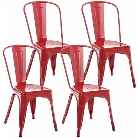 CLP Lot De 4 Chaises Métalliques Empilables Benedikt Rouge 3 CLP Lot De 4 Chaises Métalliques Empilables Benedikt Rouge