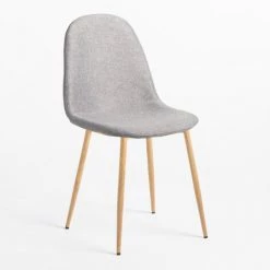 Chaise Pour Salle à Manger Glamm SKLUM Polyester - Acier Bois Naturel - Bois Naturel Gris Clair