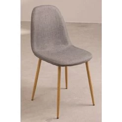 Chaise Pour Salle à Manger Glamm SKLUM Polyester - Acier Bois Naturel - Bois Naturel Gris Clair -banc et tabouret Soldes Boutique 24008362 3
