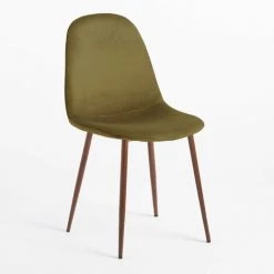 Lot De 2 Chaises En Velours Côtelé Glamm SKLUM Velours Bois Foncé Vert Kaki - Bois Foncé Vert Kaki