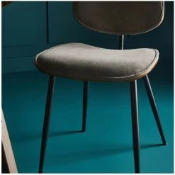 Lot De 2 Chaises En Velours Avec Finition Bois - Olympia - Signature - Gris Clair - Gris Clair -banc et tabouret Soldes Boutique 24042239 4