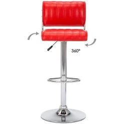 INTIMATEWMHEART Lot De 2 Tabourets De Bar Réglable Chaise Haute De Bar Chromés Avec Repose-Pieds Décoré Par Rayures ,Rouge - Rouge -banc et tabouret Soldes Boutique 24075059 3
