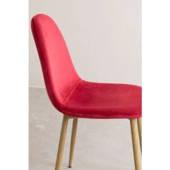 Lot De 4 Chaises En Velours Glamm SKLUM Velours - Acier Bois Naturel Rouge - Bois Naturel Rouge -banc et tabouret Soldes Boutique 24111659 4