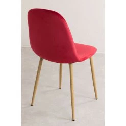 Lot De 4 Chaises En Velours Glamm SKLUM Velours - Acier Bois Naturel Rouge - Bois Naturel Rouge -banc et tabouret Soldes Boutique 24111659 5