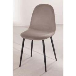 Lot De 2 Chaises En Velours Glamm SKLUM Velours - Acier Noir Gris Taupe - Noir Gris Taupe -banc et tabouret Soldes Boutique 24117621 3