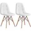 IDIMEX Lot De 2 Chaises CESAR Pour Salle à Manger Ou Cuisine Avec 4 Pieds En Bois Et Assise Capitonnée, Revêtement Synthétique Blanc - Blanc -banc et tabouret Soldes Boutique 24168482 1