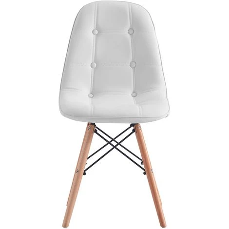 IDIMEX Lot De 2 Chaises CESAR Pour Salle à Manger Ou Cuisine Avec 4 Pieds En Bois Et Assise Capitonnée, Revêtement Synthétique Blanc - Blanc 6 IDIMEX Lot De 2 Chaises CESAR Pour Salle à Manger Ou Cuisine Avec 4 Pieds En Bois Et Assise Capitonnée, Revêtement Synthétique Blanc - Blanc – Image 4