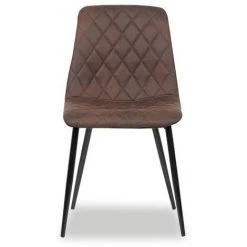 AUTRES Chaise Maletto Coloris Brun Acier Microfibre - Brun - Brun Et Noir -banc et tabouret Soldes Boutique 24303536 3