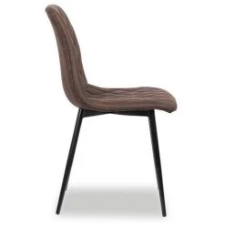 AUTRES Chaise Maletto Coloris Brun Acier Microfibre - Brun - Brun Et Noir -banc et tabouret Soldes Boutique 24303536 4