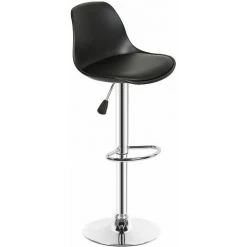 JEOBEST Chaises De Bar 2 Pcs Noir Similicuir - Coussin PU - Noir -banc et tabouret Soldes Boutique 24462275 3