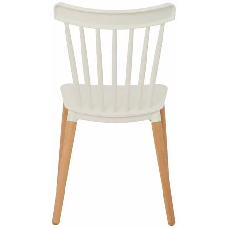 KOSMI - Lot De 4 Chaises Blanches Style Scandinave à Barreaux Modèle Pop Avec Coque En Résine Blanche Et Pieds En Bois Naturel 5 KOSMI - Lot De 4 Chaises Blanches Style Scandinave à Barreaux Modèle Pop Avec Coque En Résine Blanche Et Pieds En Bois Naturel – Image 3