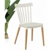 KOSMI - Chaise Blanche Style Scandinave à Barreaux Modèle Pop Avec Coque En Résine Blanche Et Pieds En Bois Naturel -banc et tabouret Soldes Boutique 24700665 1