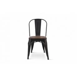 KOSMI - Lot De 2 Chaises En Métal Noir Mat Avec Assise En Bois Massif Foncé, Pour Une Décoration Style Industriel - Noir 11 KOSMI - Lot De 2 Chaises En Métal Noir Mat Avec Assise En Bois Massif Foncé, Pour Une Décoration Style Industriel - Noir -banc et tabouret Soldes Boutique 24700693 5