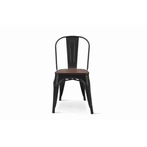KOSMI - Lot De 2 Chaises En Métal Noir Mat Avec Assise En Bois Massif Foncé, Pour Une Décoration Style Industriel - Noir 7 KOSMI - Lot De 2 Chaises En Métal Noir Mat Avec Assise En Bois Massif Foncé, Pour Une Décoration Style Industriel - Noir – Image 5