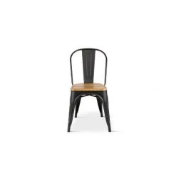 KOSMI - Lot De 4 Chaises Noires En Métal Et Bois Clair Style Industriel Factory En Métal Noir Mat Et Assise En Bois Clair - Noir 9 KOSMI - Lot De 4 Chaises Noires En Métal Et Bois Clair Style Industriel Factory En Métal Noir Mat Et Assise En Bois Clair - Noir -banc et tabouret Soldes Boutique 24700703 3