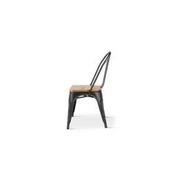KOSMI - Lot De 4 Chaises Noires En Métal Et Bois Clair Style Industriel Factory En Métal Noir Mat Et Assise En Bois Clair - Noir 10 KOSMI - Lot De 4 Chaises Noires En Métal Et Bois Clair Style Industriel Factory En Métal Noir Mat Et Assise En Bois Clair - Noir -banc et tabouret Soldes Boutique 24700703 4