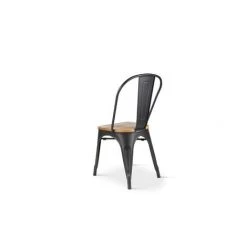 KOSMI - Lot De 4 Chaises Noires En Métal Et Bois Clair Style Industriel Factory En Métal Noir Mat Et Assise En Bois Clair - Noir 11 KOSMI - Lot De 4 Chaises Noires En Métal Et Bois Clair Style Industriel Factory En Métal Noir Mat Et Assise En Bois Clair - Noir -banc et tabouret Soldes Boutique 24700703 5