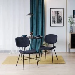 URBAN MEUBLE Lot De 2 Chaises Scandinaves Salle à Manger Bleu -banc et tabouret Soldes Boutique 24728929 2