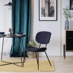 URBAN MEUBLE Lot De 2 Chaises Scandinaves Salle à Manger Bleu -banc et tabouret Soldes Boutique 24728929 4
