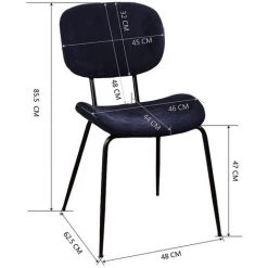 URBAN MEUBLE Lot De 2 Chaises Scandinaves Salle à Manger Bleu -banc et tabouret Soldes Boutique 24728929 5