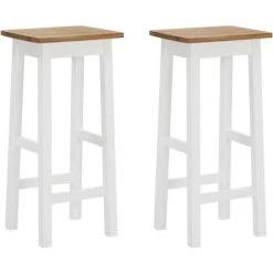 VidaXL Tabourets De Bar Bois De Chêne Solide 2 Pcs Modèle 1 - Brun