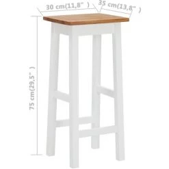 VidaXL Tabourets De Bar Bois De Chêne Solide 2 Pcs Modèle 1 - Brun -banc et tabouret Soldes Boutique 24812387 5