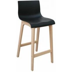 MOB-IN Tabourets De Bar En Chêne Et Assise Noire 65 Cm TANNA - Lot De 4 - Noir -banc et tabouret Soldes Boutique 24871040 3