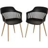 HOMCOM Lot De 2 Chaises De Salle à Manger, Chaise De Cuisine, Design élégant Moderne, Pieds Antidérapants Métal, Dossier Large Accoudoirs Ergonomiques, Grand Confort, 58 X 53 X 81,5 Cm, Noir - Noir -banc et tabouret Soldes Boutique 25007246 1