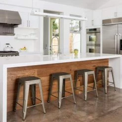 DazHom? Chaise Haute Empilable 4 Pi��ces 61 * 40 * 40cm Peinture Couleur Rouille Mate -banc et tabouret Soldes Boutique 25038502 3