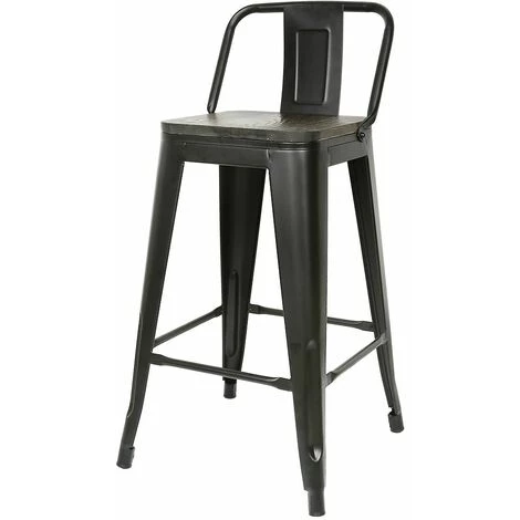 OOBEST 8PCS Tabouret Industriel En Acier Bois Avec Dossier Métallique Bar Cuisine 4 OOBEST 8PCS Tabouret Industriel En Acier Bois Avec Dossier Métallique Bar Cuisine – Image 2