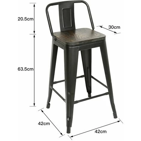 OOBEST 8PCS Tabouret Industriel En Acier Bois Avec Dossier Métallique Bar Cuisine 7 OOBEST 8PCS Tabouret Industriel En Acier Bois Avec Dossier Métallique Bar Cuisine – Image 5