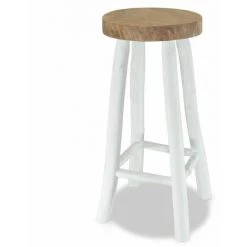Hommoo Tabouret De Bar Bois De Teck Massif HDV10639