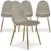 COTECOSY Lot De 4 Chaises Matelassées Norway Velours Taupe - Taupe -banc et tabouret Soldes Boutique 25785911 1