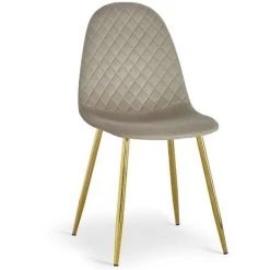 COTECOSY Lot De 4 Chaises Matelassées Norway Velours Taupe - Taupe -banc et tabouret Soldes Boutique 25785911 2