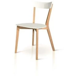 FASHION COMMERCE Lot De 2 Chaises En Bois Blanc Avec Structure En Bois Naturel - Multicolore