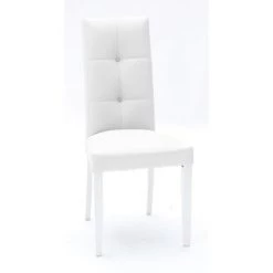 FASHION COMMERCE Lot De 2 Chaises Rembourreés En Simili Cuir Blanc