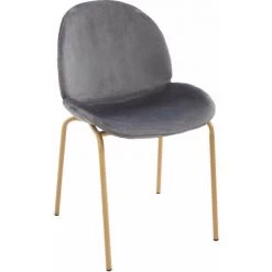 Chaise Fashion Commerce En Velours Bleu-gris - Grigio