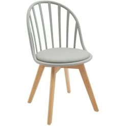 Lot De 2 Chaises Fashion Commerce En Polypropylène Gris Et Coussin En Simili Cuir - Grigio